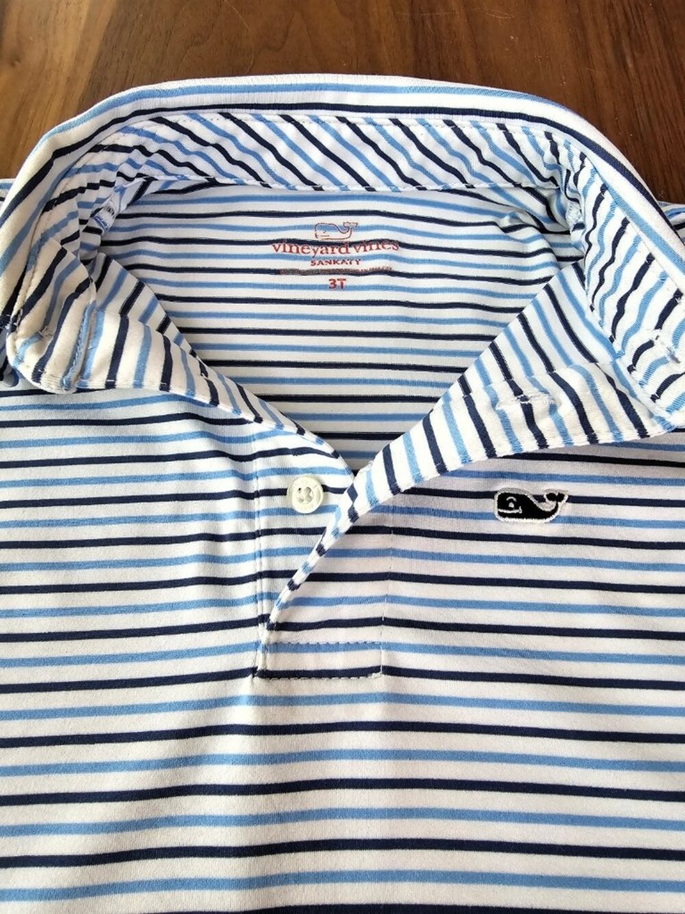 Vineyard Vines Sankaty Performance Polo Boys 3T Blue Stripe - Picture 4 of 9